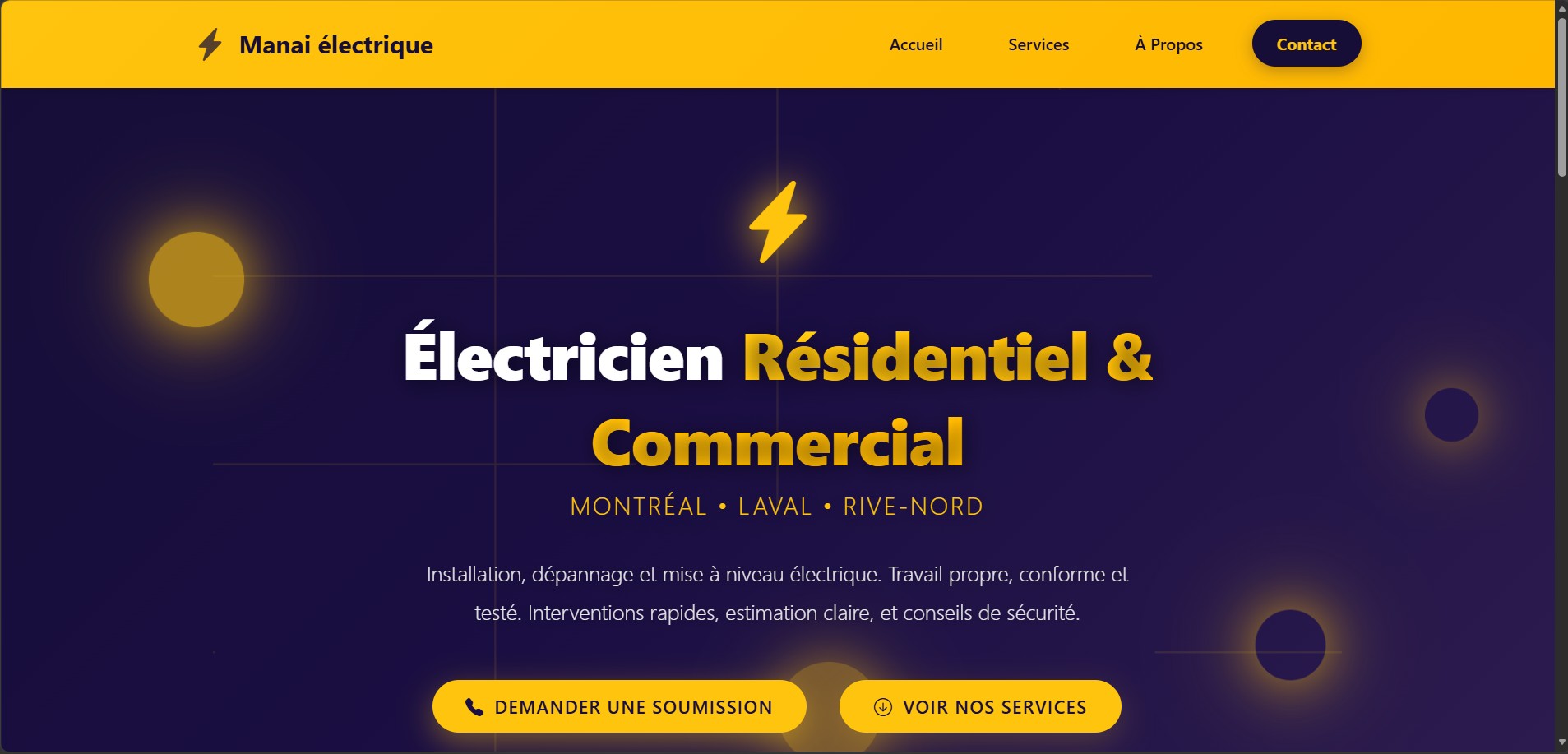 Site vitrine Manai Electrique